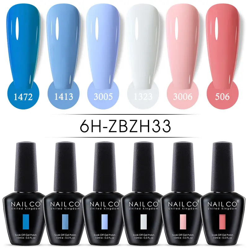 NAILCO 15ml 6pcs/Set Gel Nail Polish Kit Semi Permanent UV LED Gel Varnishes Soak Off Nail Lacquer Base Top Gel Nail Art Varnish 3