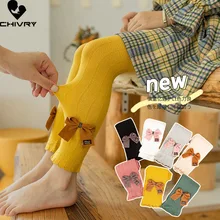 

Spring Autumn Girls Leggings Cotton Trousers Kids Baby Girls Ribbed Skinny Pants 2022 Children Solid Bowknot Leggings Trousers