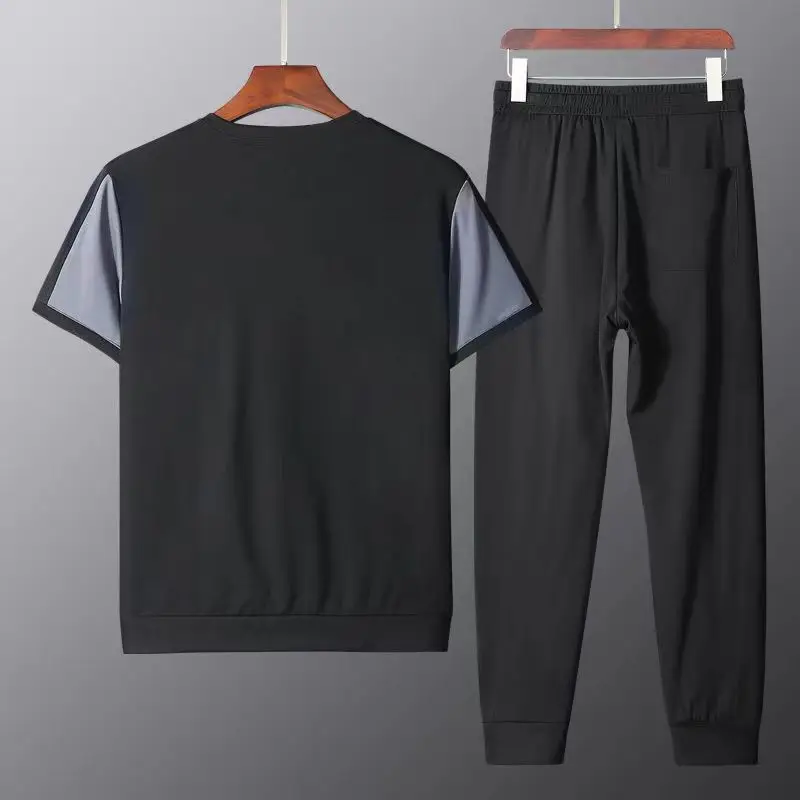 Fashionable Casual Men's Summer Sports Suit Short Sleeves 2-piece Set Versatile Trendy Streetwear