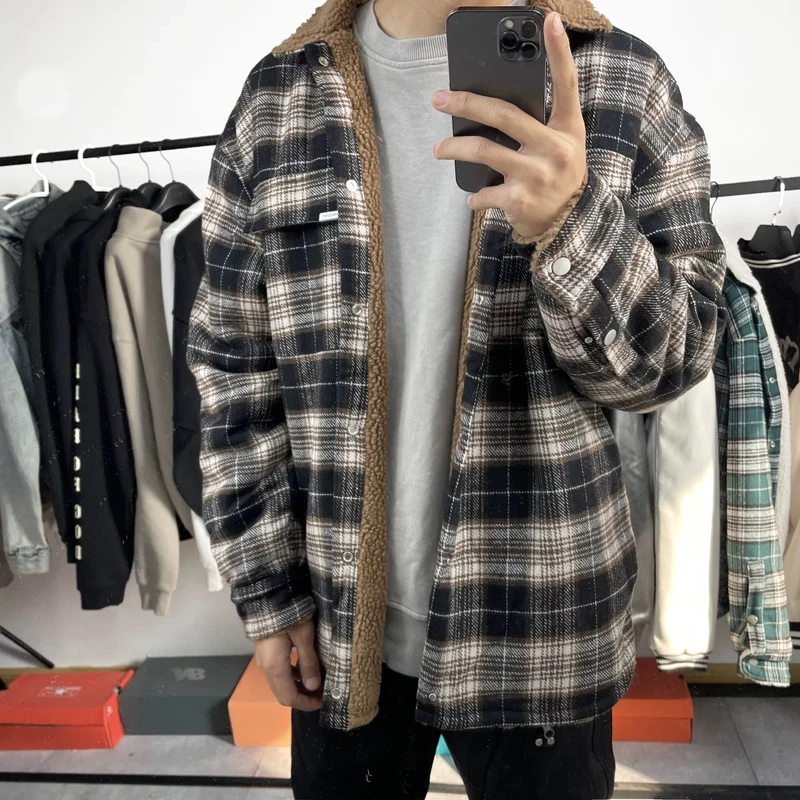 

Classic Plaid Long Sleeve Top Can Be Worn in Autumn and Winter Thick Fashion Loose Men's Clothing Trend Casual High Quality