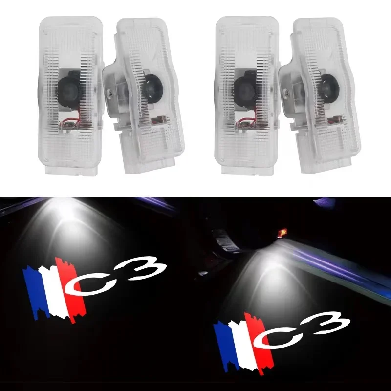 

2/4X Car Door Courtesy Light Laser Atmosphere Luces Projector Logo LED Ghost Shadow Lamp Auto Accessories for Citroen C3 C4 C5