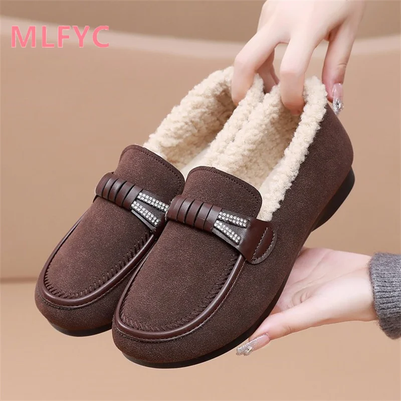 New Fashion Versatile Cotton Shoes Women's Plush Thickened Snow Boots Warm and Anti slip Cotton Shoes