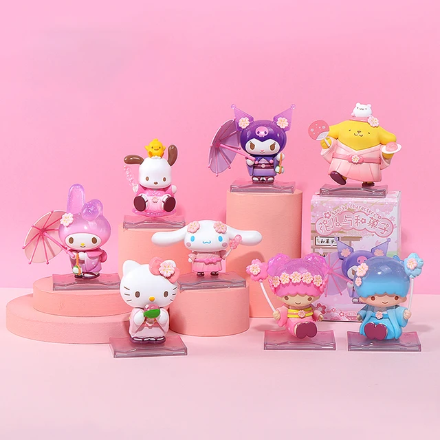 Sanrio Characters Blind Box Kuromi Cinnamoroll Hello Kitty Melody Pocahcco Figure Toys Flowers And Fruits Doll Collection Cute 2