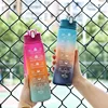 1pc Gradient Sports Water Bottle with Straw & Time Marker for Outdoor Fitness Hiking & Gym Leakproof Travel Water Bottle 2