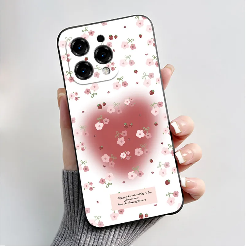 Cute Flower Cartoon Silicone Phone Case - Soft Black Shell Cover