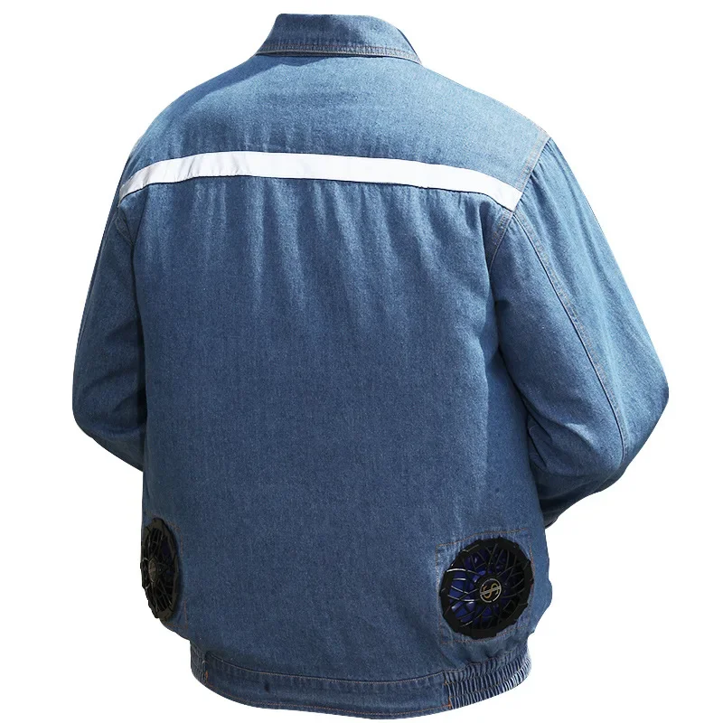 Durable Denim Welding Fan Men's Workwear Top For Summer Cooling Air Conditioning Clothing