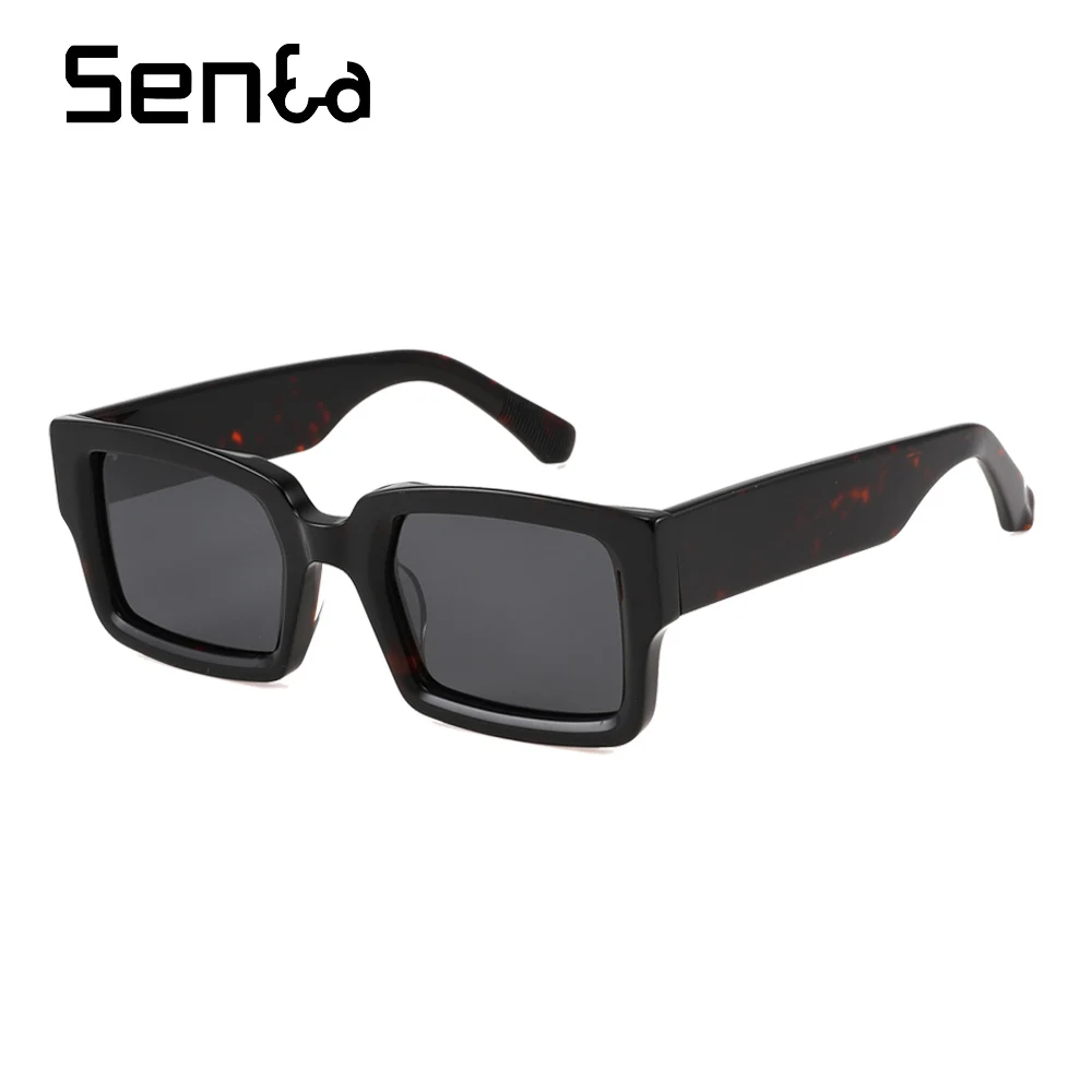 

TAC Thick Acetate Square Sunglasses Men High Quality Polarized Driving Sun Glasses Women Designer Oculos UV400 Glasses Black