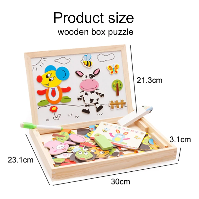 Children Puzzle Writing Magnetic Drawing Board Toys Paper / Wooden Parent Child Learning Early Education Interactive Toy TMZ 2