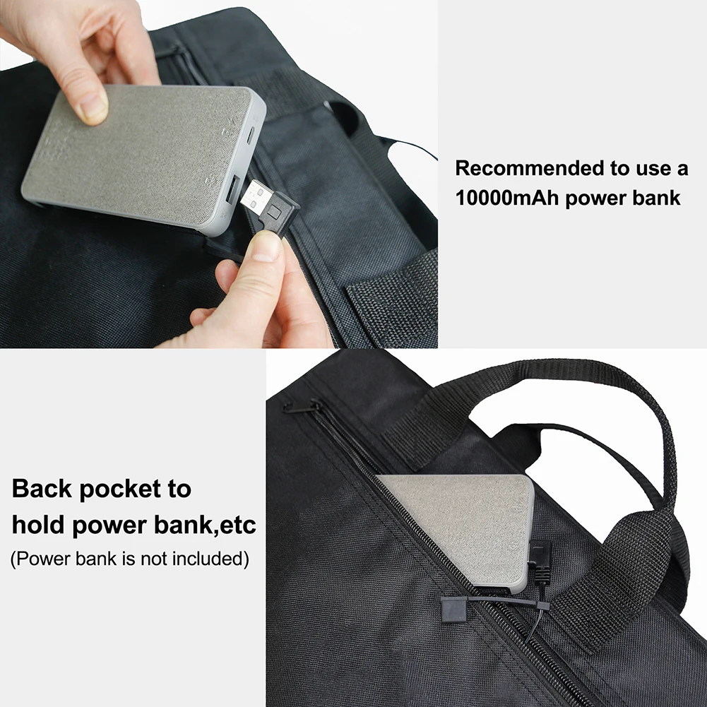 Folding Heated Stadium Seat Cushion Portable with Pocket 3 Speed Temperature USB Charging for Outdoor Travel Fishing 6