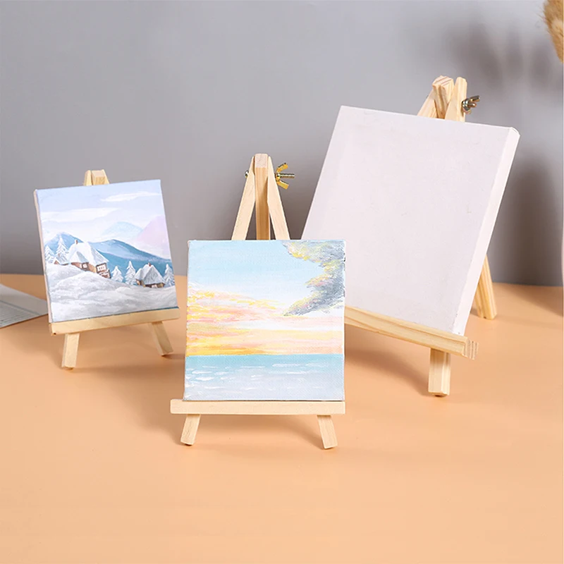 1pc Natural Wood Mini Easel Frame Tripod Display Meeting Wedding Table Number Name Card Stand Holder Children Painting Crafts