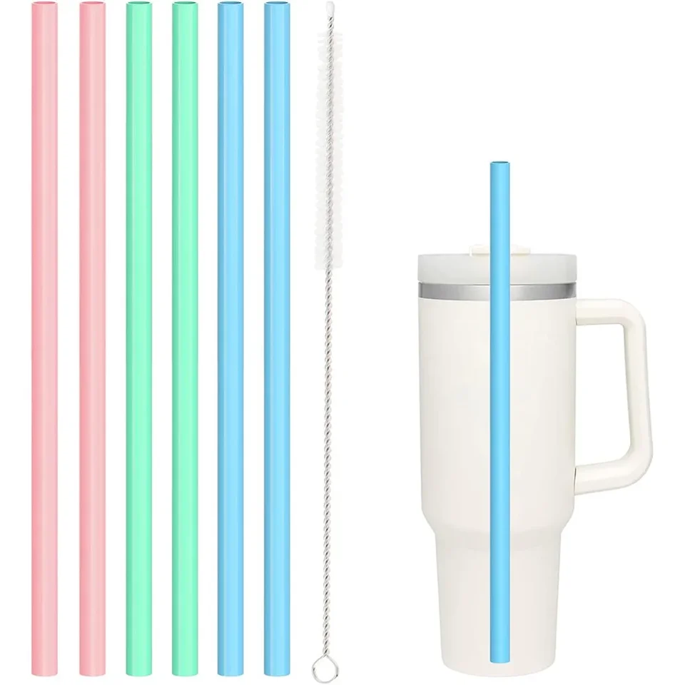 10-Pack Reusable Straws For Stanley Tumblers – 12" Long, BPA-Free, With Cleaning Brushes, Green - View #14