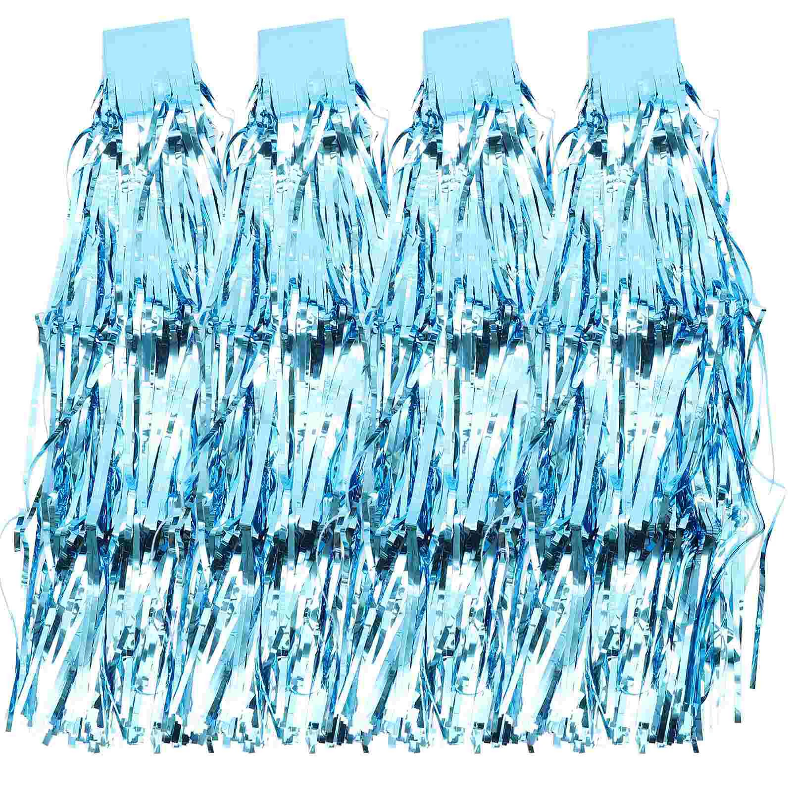 

4 Pcs Flower Garland Rain Silk Table Skirt Wedding Party Decor Bridal Shower Metallic Line Carnival Decoration Banquet