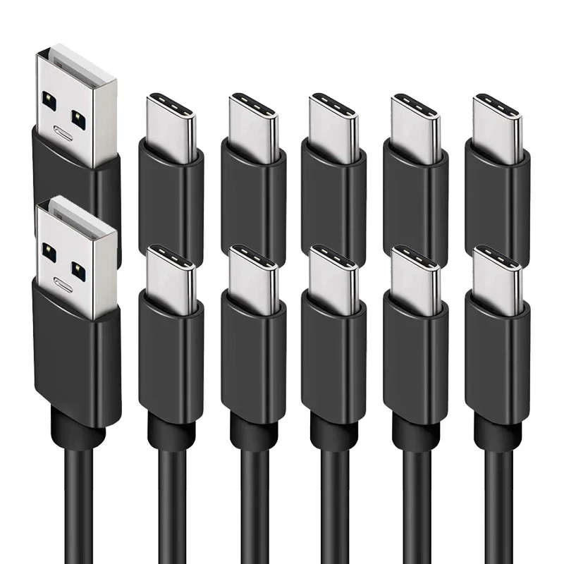 10-Pack Assorted Length Type-C 2A Fast Charging USB Cables