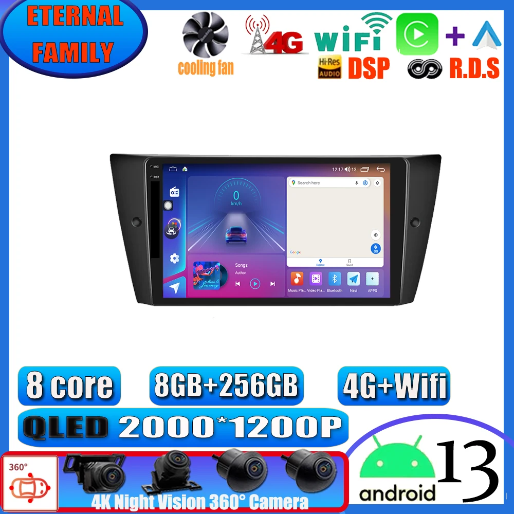 

Car Android 13 Multimedia Radio Player For BMW E90 E91 E92 E93 3 Series 2005 -2012 GPS Navigation stereo Audio head unit 2DIN