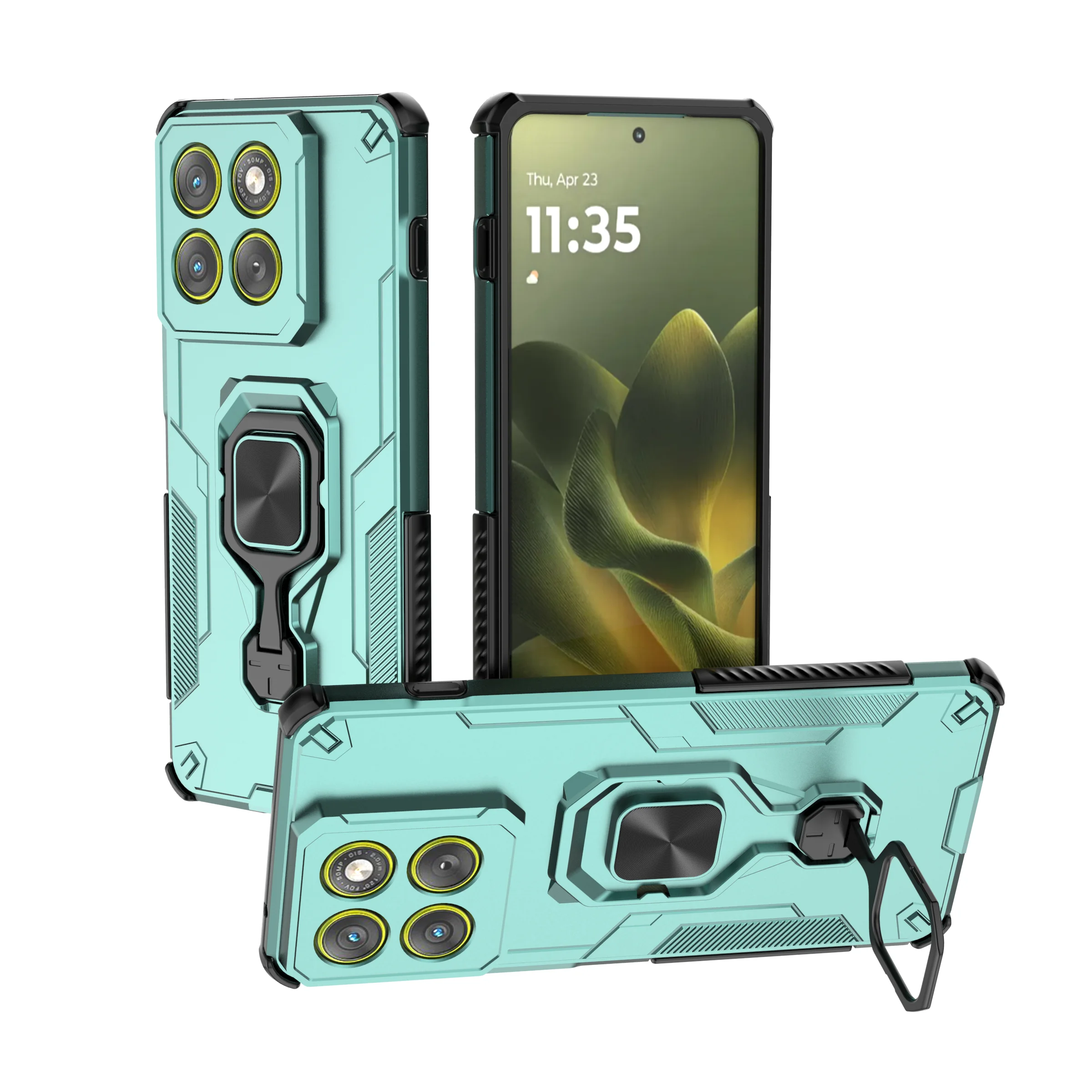 Enhanced Metal Bracket Phone Case with Car Holder Support and Protective Bumper Design