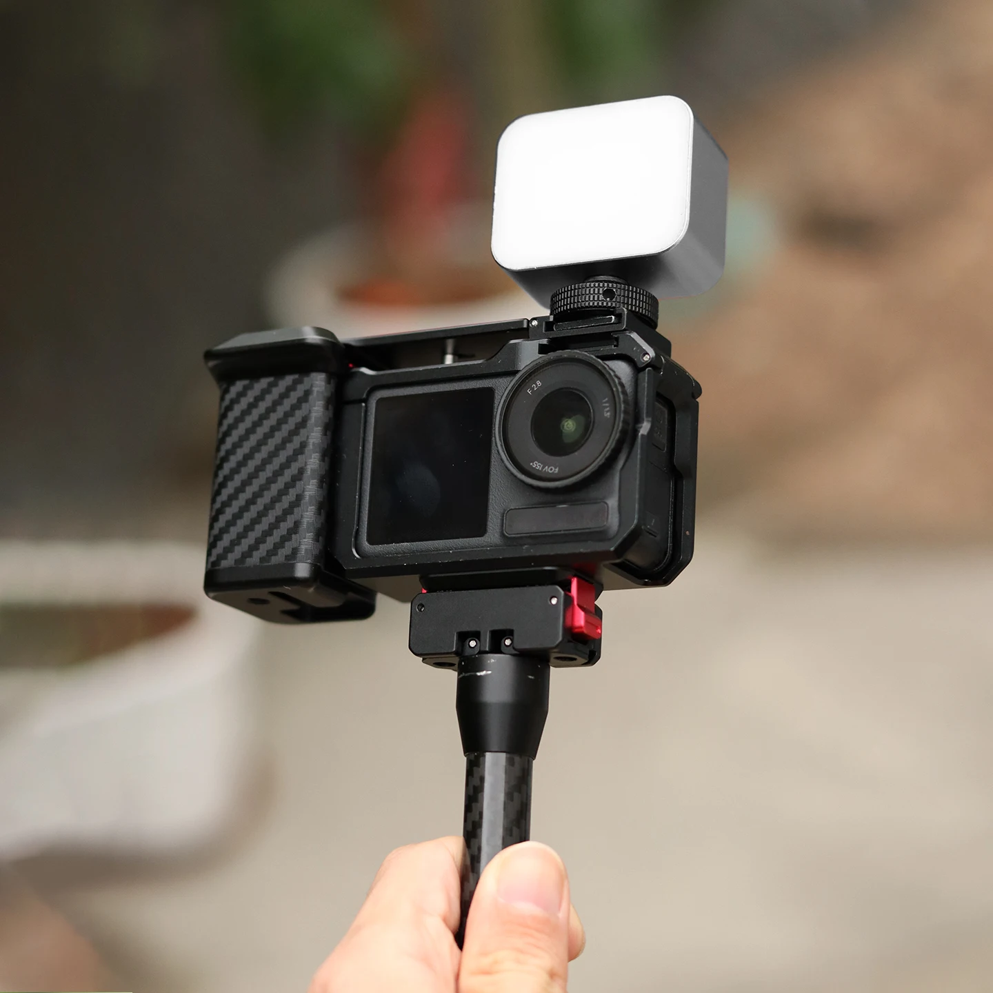 DJI 오즈모 액션 5Pro/4/3용 스트리트 슈팅 핸들 키트, 핸드 그립 퀵 릴리즈 카메라 케이지(셔터 버튼 보호 프레임 포함)