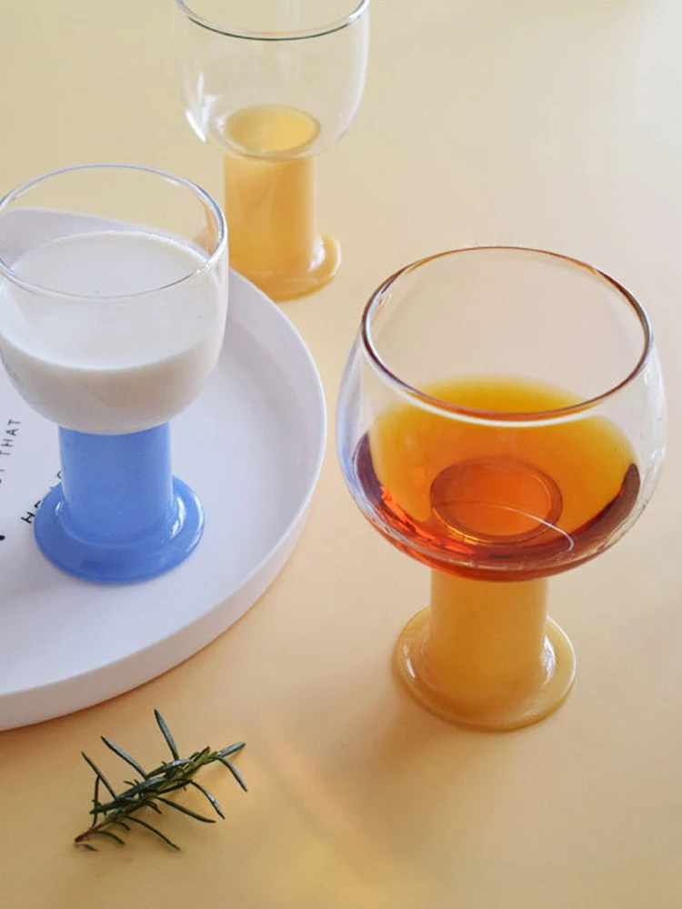 Cute Glass Mug Transparent GLass Cups Cocktail Brandy Wine Glass Domestic Coffee Milk Juice Glasses