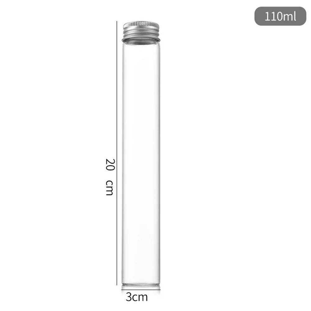 15/25/60/80/100ml Mini Clear Glass Bottles Screw Top Aluminum Lids Sealed Container Sample Capsule Tube Jars Transparent Vial