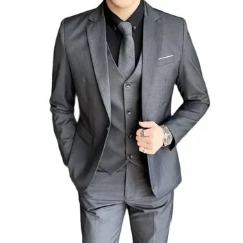 S-9XL Nuovo (giacca + gilet + pantaloni) Moda uomo d'affari Gentleman Abito formale professionale Versione coreana Abito da banchetto 6XL