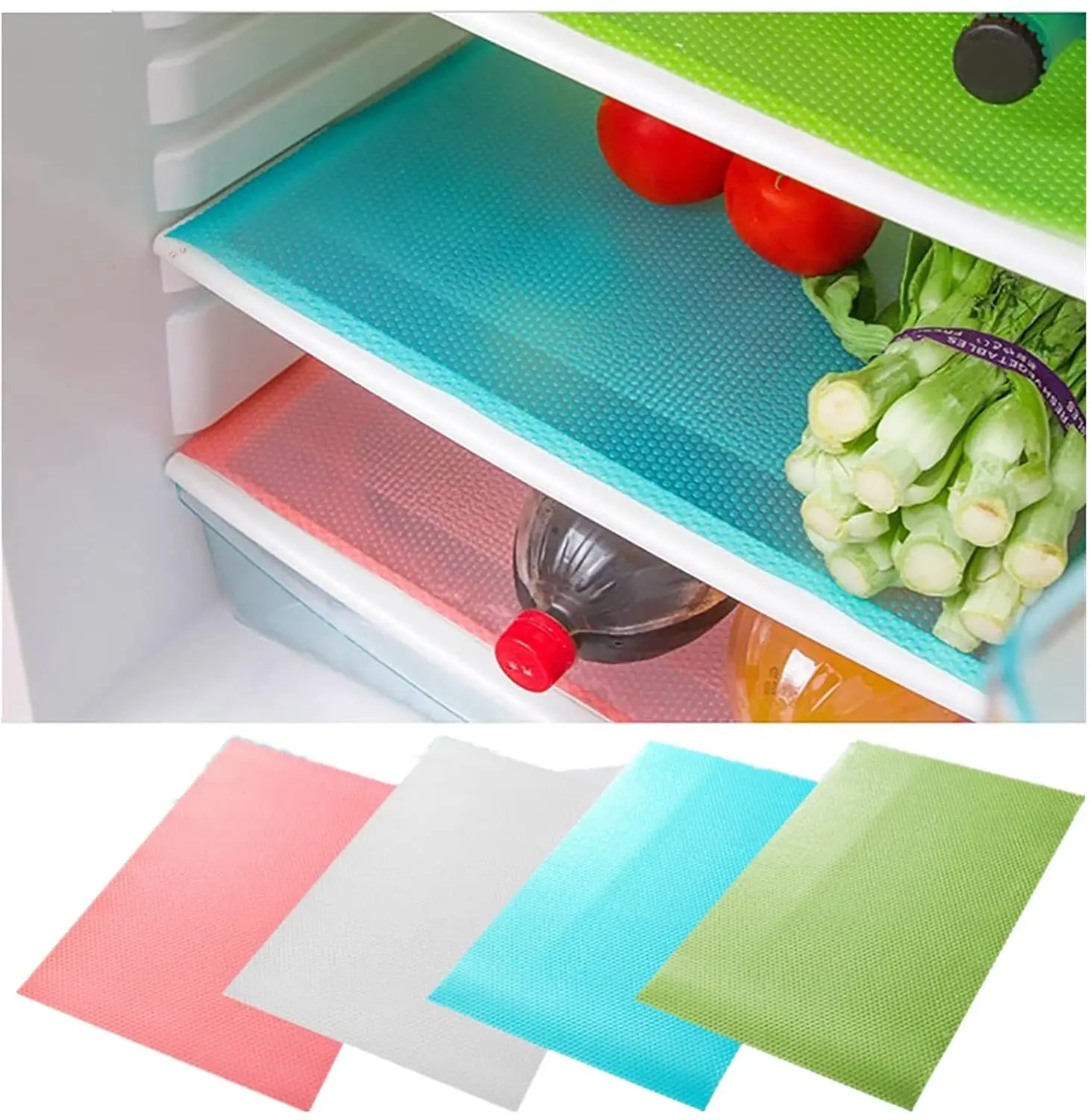 4pcs/Set Waterproof Refrigerator Pad Antibacterial Antifouling Mildew Moisture Fridge Mat Liner Antifouling Shelves Drawer Table 1