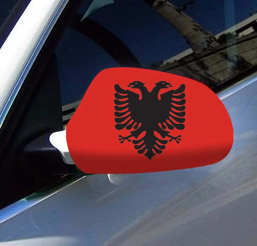 

Прямая доставка, 2 шт., универсальный чехол для автомобильного зеркала из Четырехсторонней стрейчевой ткани с албанскими флажками
