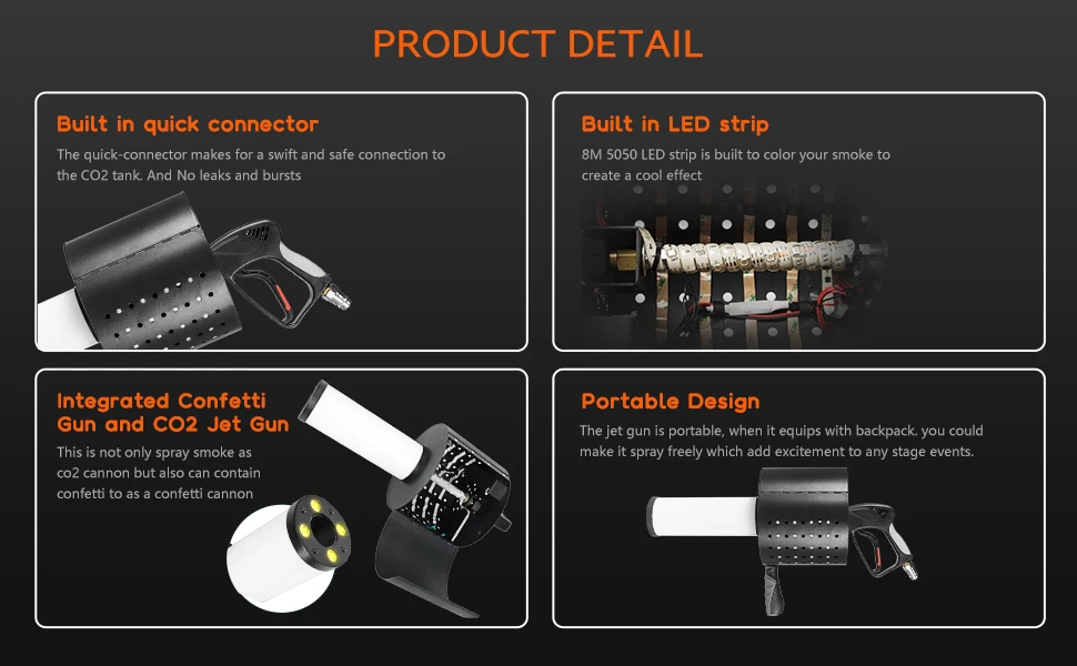 Stage Equipment CO2 Gas Column Color Paper Spray Gun Color Dj Fog Column Spray G