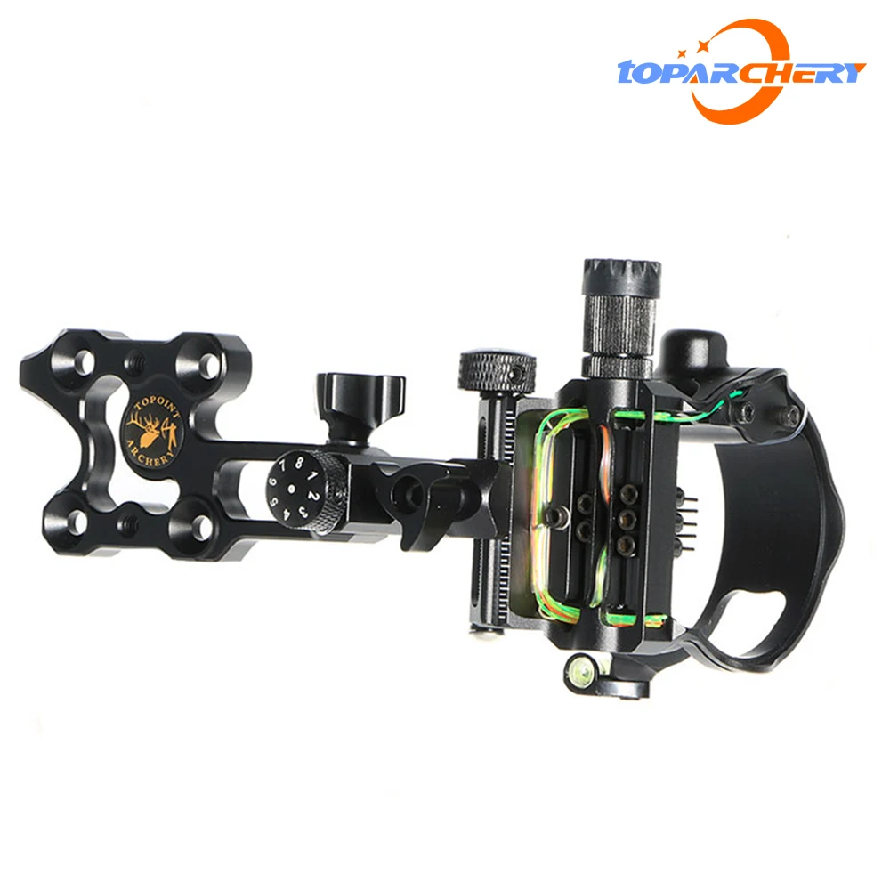 Archery Compound Hunting Bow Sight, 5-Pin Fiber Optics Bow Sight, General Long Short Rod, Tuning Sight