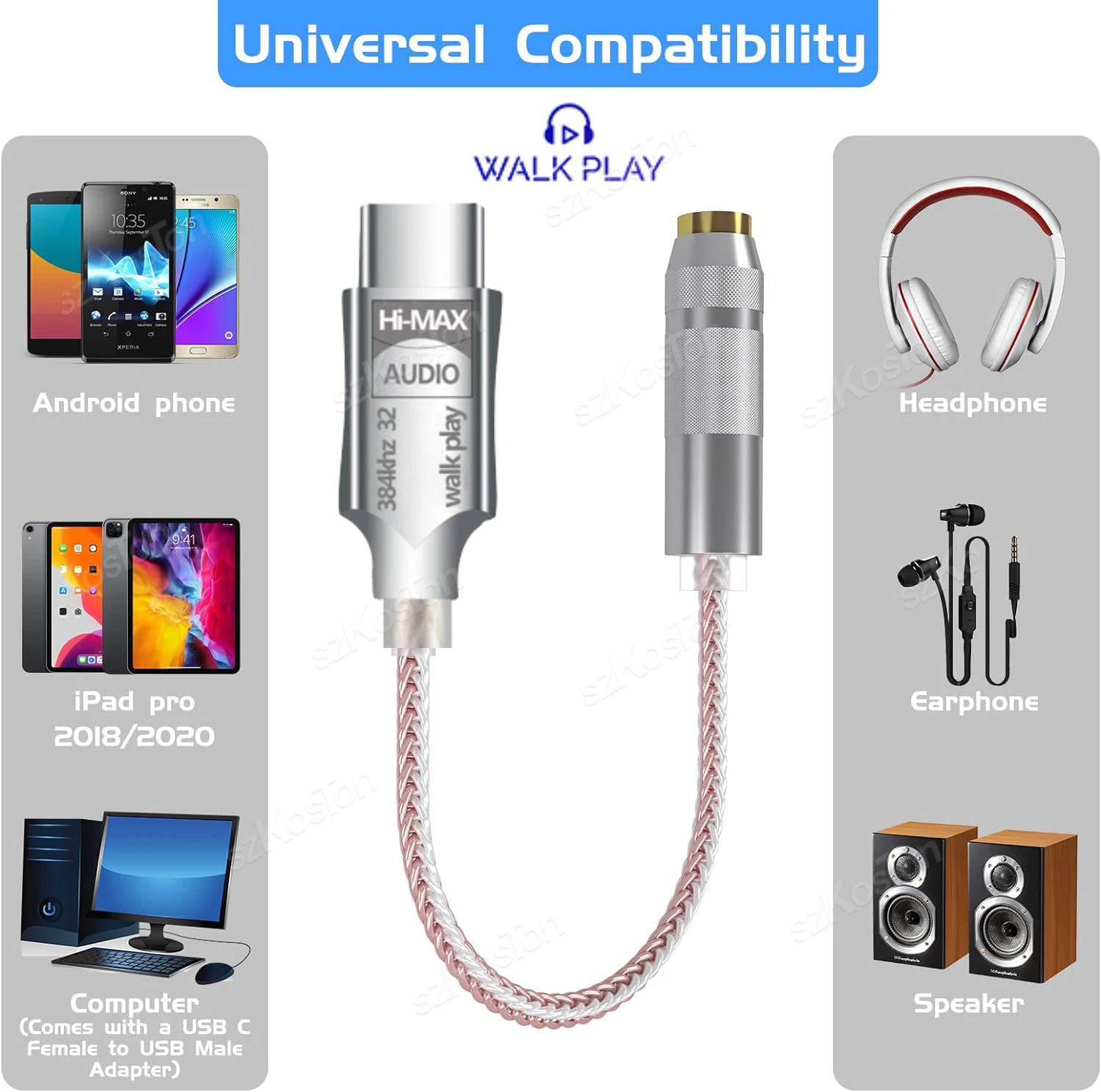 CB1200AU DAC HiFi-Kopfhörerverstärker Typ C auf 3,5 mm 32b/384kHz Audio-Interface-Decoder IEM AMP-Adapter für iPhone15 Samsung – Detail 6
