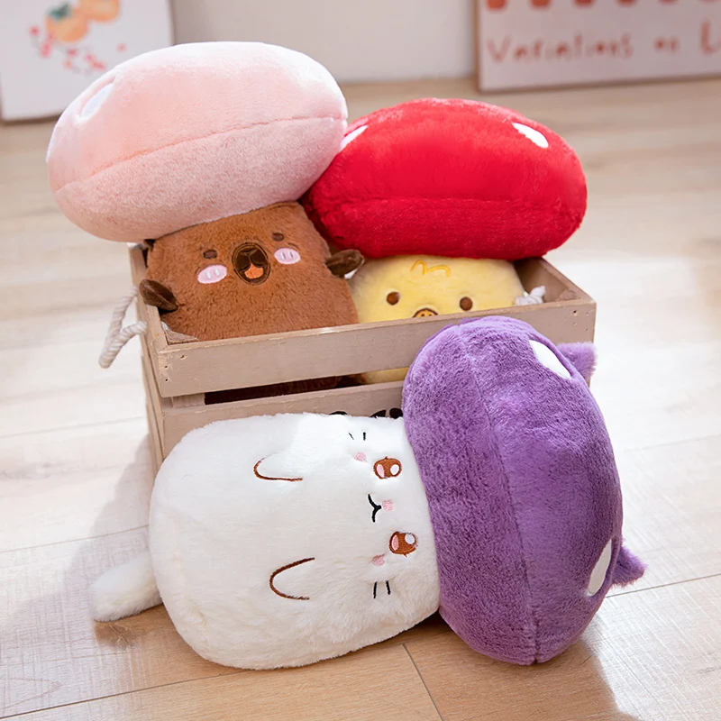 32cm Cute Kawaii Mushroom Animals Dolls Capybara Plush Toy Duck Cat pillows Bedroom Sofa Decoration Gifts For Girls And Boys 2