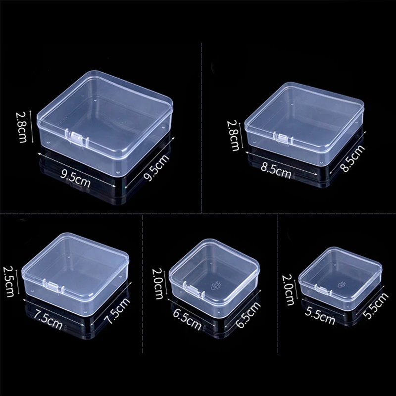 

1Pcs Clear Small Plastic Box Containers Transparent Storage Box with Hinged Lid for Items Crafts Jewelry Package Clear Cases