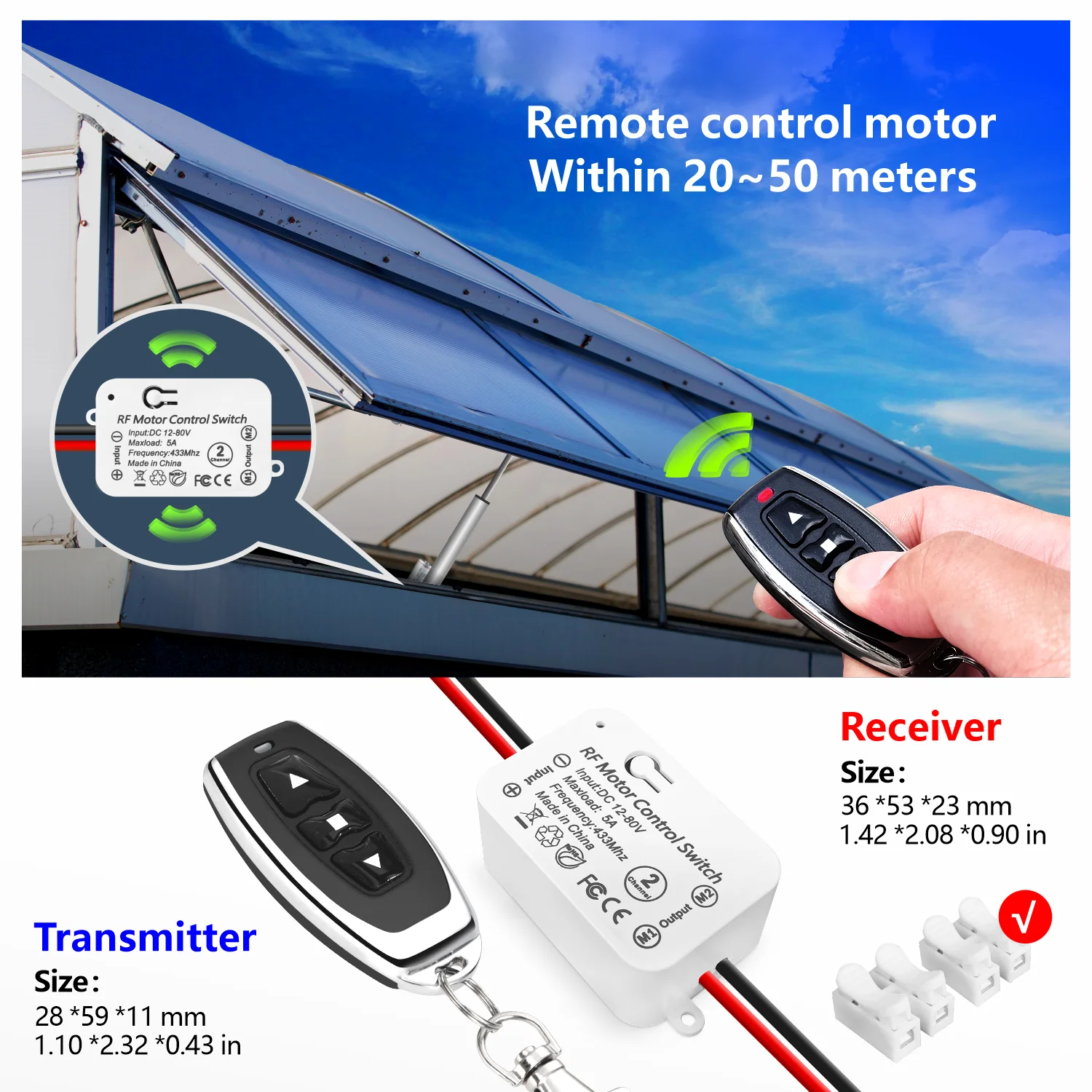 RF433mhz 범용 무선 원격 제어 DC12V 24V 수신기 지능형 제어 전기 액세스 제어 자동차 회로 램프 모터