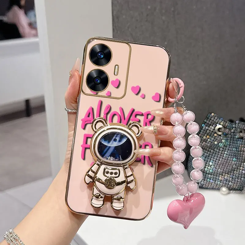 Floral Fan Phone Case Set with Beaded Lanyard & Stand (3 Pieces)