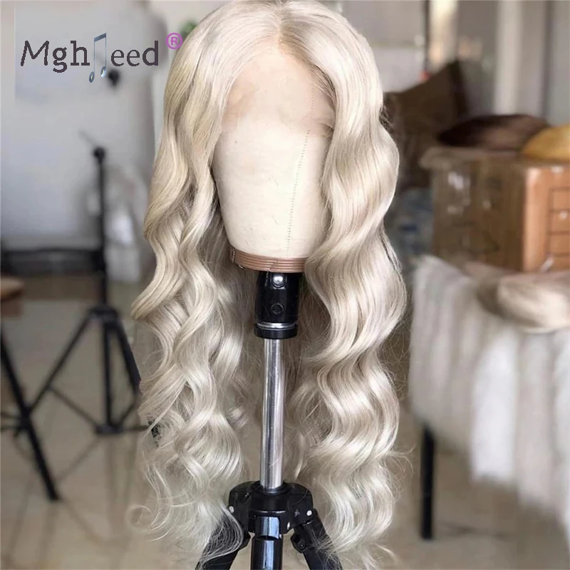 Perruque Lace Frontal Wig péruvienne naturelle, cheveux lisses, blond cendré, gris, blanc, Transparent HD, 13x4, pour femmes