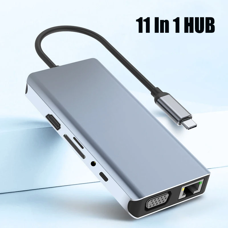Hub Usb A Hdmi-Compatibilità Vga Pd Rj45 Tf/Sd Adattatore Per Lettore Dock Usb 3.0 11 Porta Splitter Dock Tipo C Hub Per Macbook Air M1 Pro