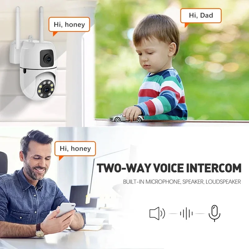 WiFi IP Camera Security Protection Dual Lens Dual Screen Wireless Indoor Monitor Auto Track PTZ CCTV Video Surveillance V380 Pro 6
