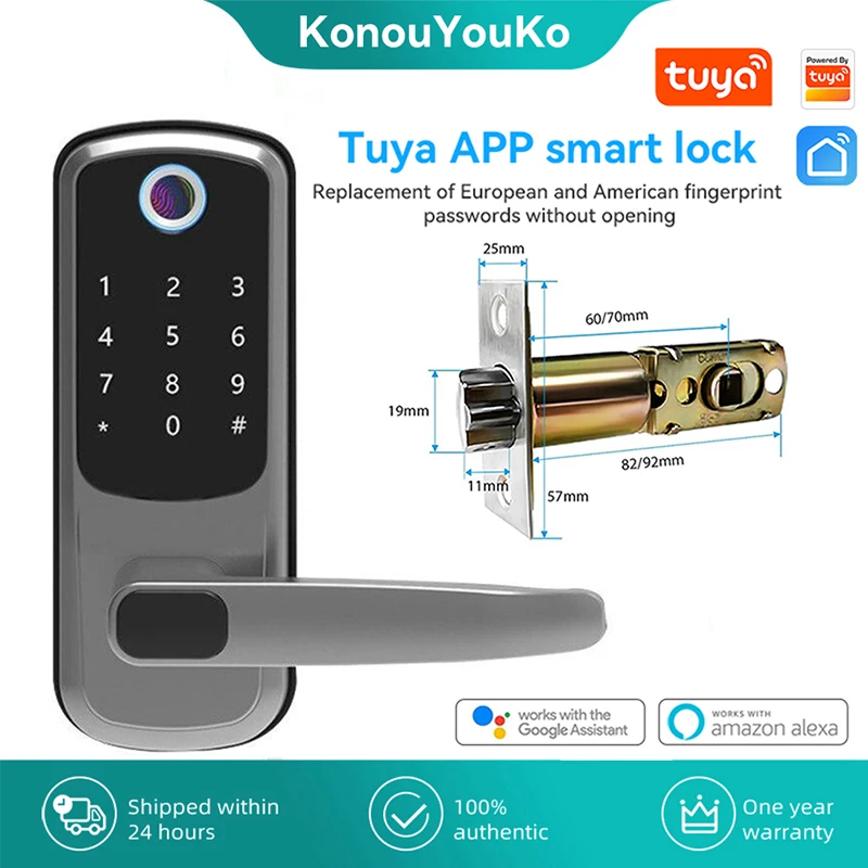 Tuya Smart Home Fingerprint Locks Digital Password Electronic Lock App Remote Unlock Smart Door
