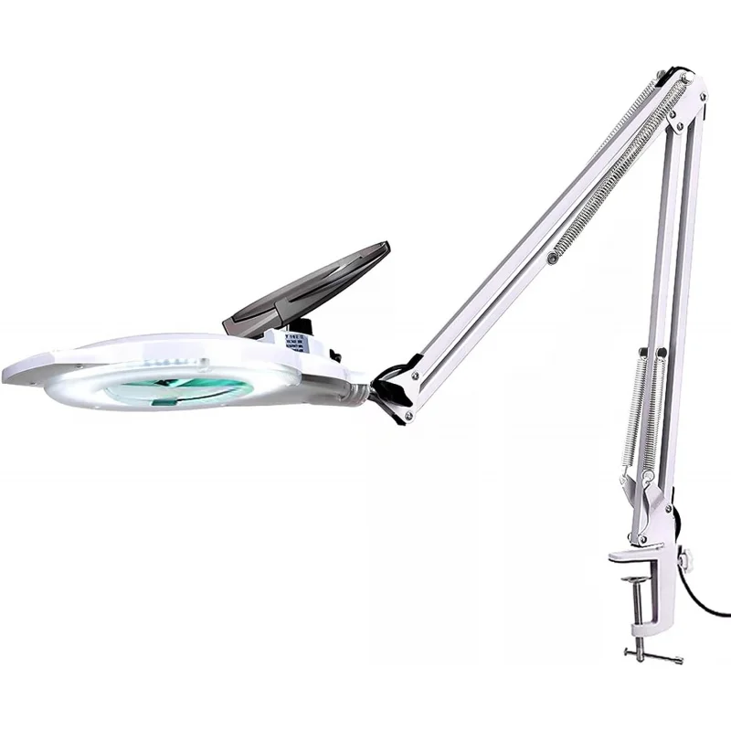 

10X LED Magnifying Lamp with Clamp, KIRKAS 2,200 Lumens Dimmable Super Bright Daylight Magnifying Glass with Light and Stand, Ad