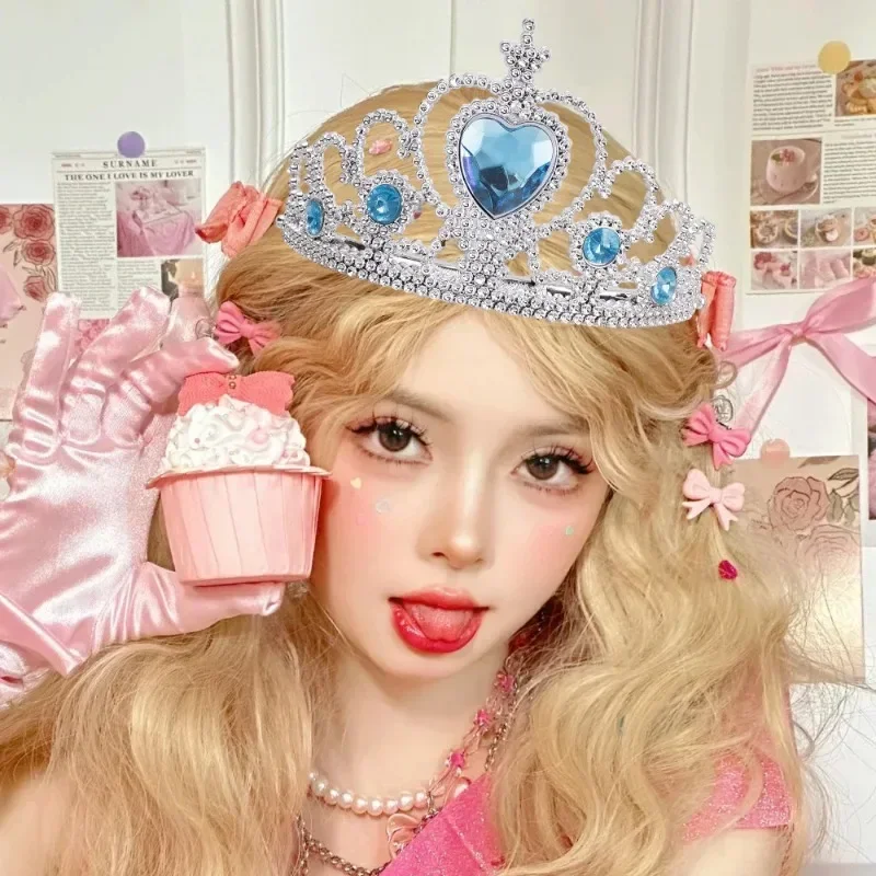 Girls Wedding Queen King Hairband Pink Tiaras Crowns Head Jewelry Accessories Women Hair Ornament Blue Birthday Crown Hairband