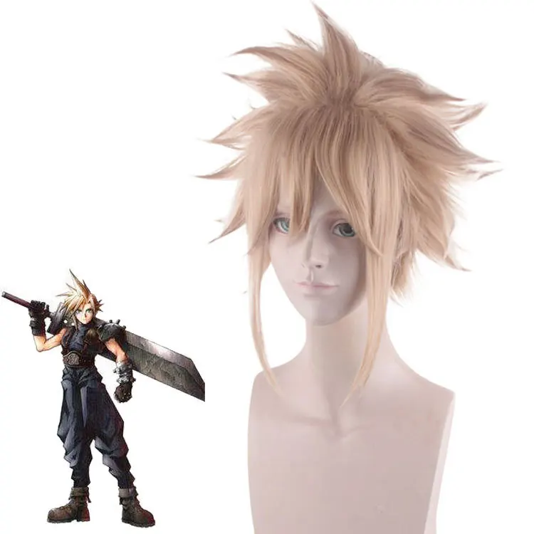 

Anime 35CM Final Fantasy VII FF7 Cloud Strife Linen Blonde Cosplay Wigs With Braided Heat Resistant Hair Wig