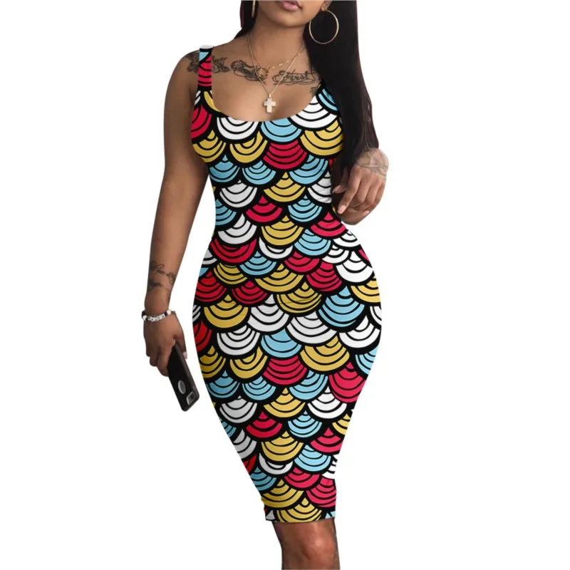 

2023 New Arrival Fashion Women's Dress Creative Scale Printing and Dyeing Women's Commuting Temperament Slim Fit Hip Dress Y2K