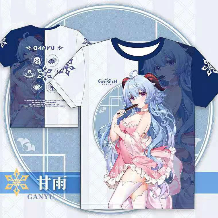 

Anime Genshin Impact 3D Print Children's Round Neck T-shirt GanYu Pattern Cute Element Boy Girl Tops Fashion Children's Clothing