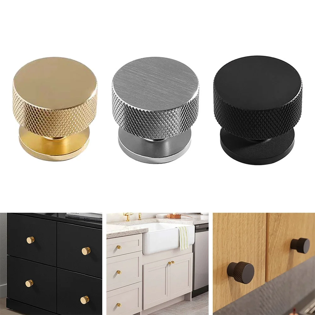 

1PCS Knurled Cabinet Pulls Drawer Handle Knob Aluminium Circular Kitchen Cupboard Door Handle Drawer Knobs Furniture Handle