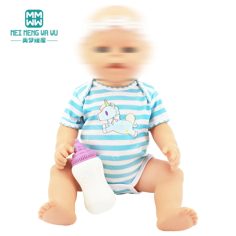 Doll Clothes Born Baby Fit 18 inch 40-43cm Striped T-shirt pink strap pants American doll OG girl's gift doll clothes