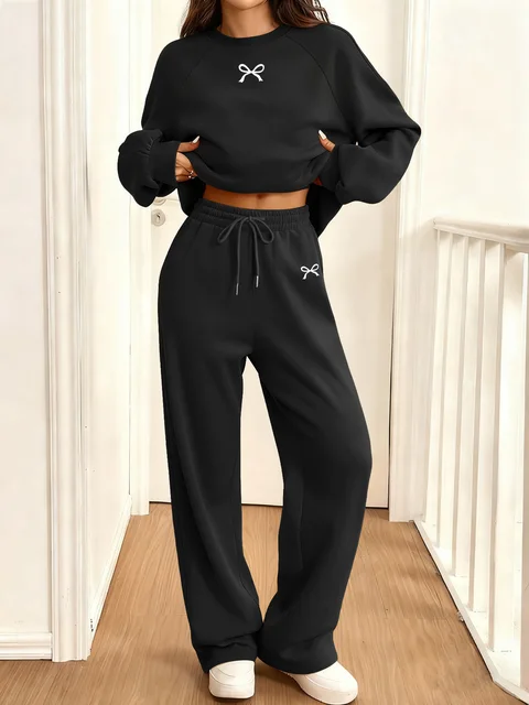 Nouvel ensemble de survêtement pour femme automne-hiver, deux pièces de qualité, mode jogging, sweat-shirt, cordon de serrage, sport 1
