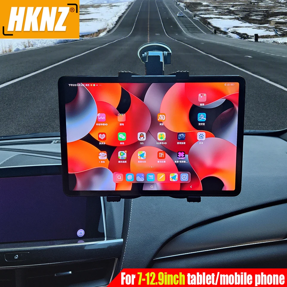 Hknz Tablet Suporte do Carro Suporte para Ipad Air Mini Pro 9.7 10.5 Montagem do Pára-brisas Universal para a 12.9 Polegada Samsung Tab