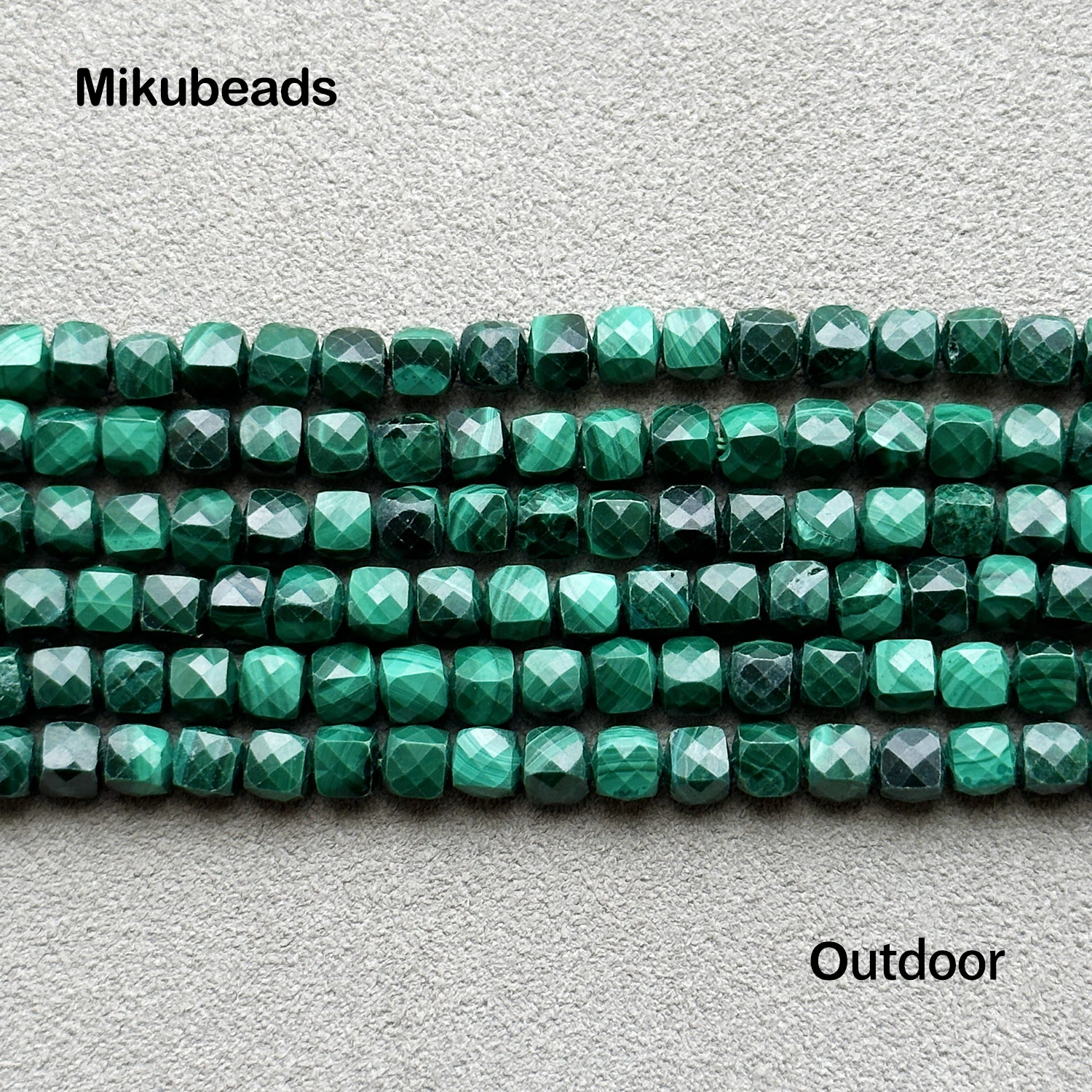 Wholesale Natural 4mm Malachite Faceted Cube Loose Beads For Making