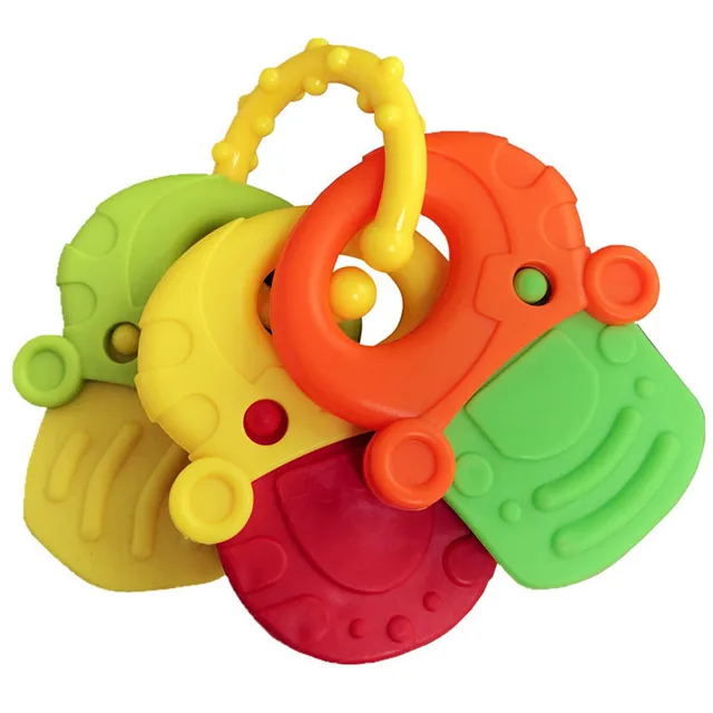 Baby Fruit Style Soft Rubber Rattle Teether Toy Newborn Chews Food Grade Silicone Teethers Infant Training Bed Toy Chew Toys Kid 3