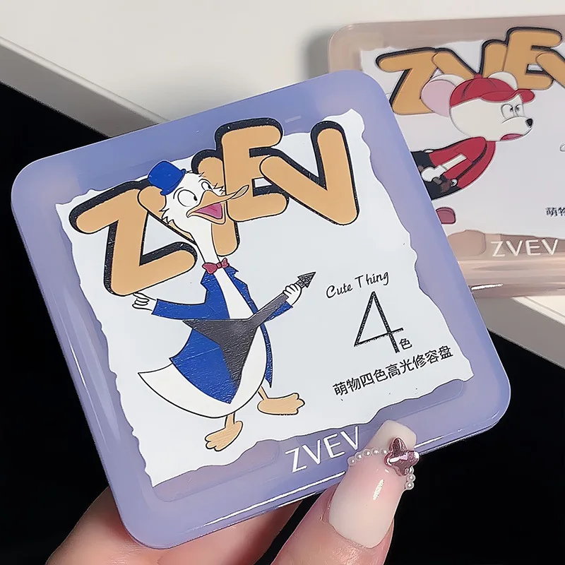 4 in 1 ZVEV 3d Highlighter Contour Bronzer Palette Nude Makeup Natural Color Rendering Long-Lasting Waterproof Cosmetics 4