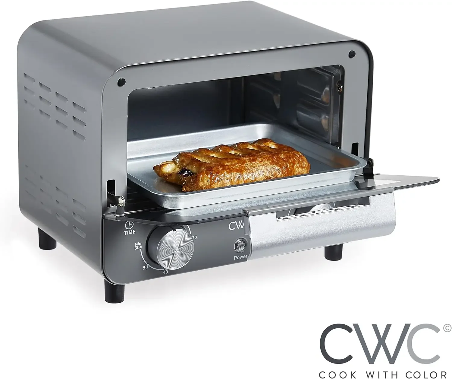 Mini Toaster Oven: 600W Power, Precision Timer, Auto Shutoff, and Culinary Delights Up To 450 Degrees, Grey USA 2