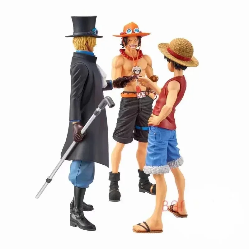 Anime One Piece Monkey D Rufy Portgas D Ace Sabo Three Brothers Last Drink Statue Pvc Action Figure Modello Da Collezione Giocattolo